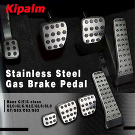 4pcs Stainless Steel Car Foot Rest Pedal Pads Cover with Rest Pedals Gas Brake Rest Pedal for Mecerdes Benz C E S class LHD