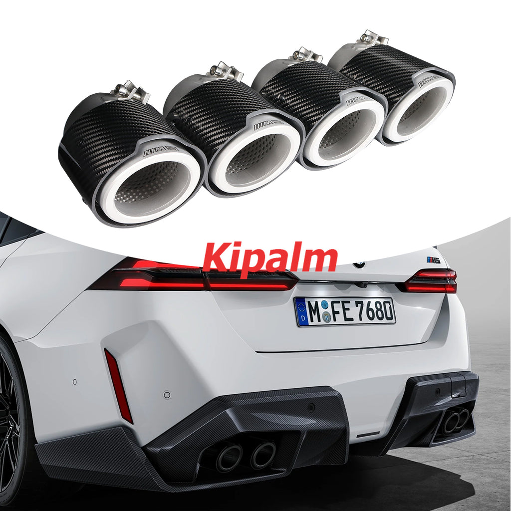 4 PCS Black Carbon Fiber M Performance Exhaust Pipe Muffler Tip Stainless Steel for BMW M5 G90 G99 2024+