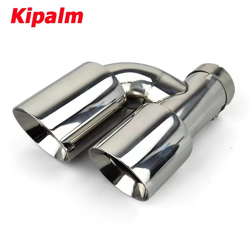 1PC Universal Dual H Shape Welding Style Stainless Steel Exhaust Muffler End Tail Pipe for BMW VW Ford Rear Tip