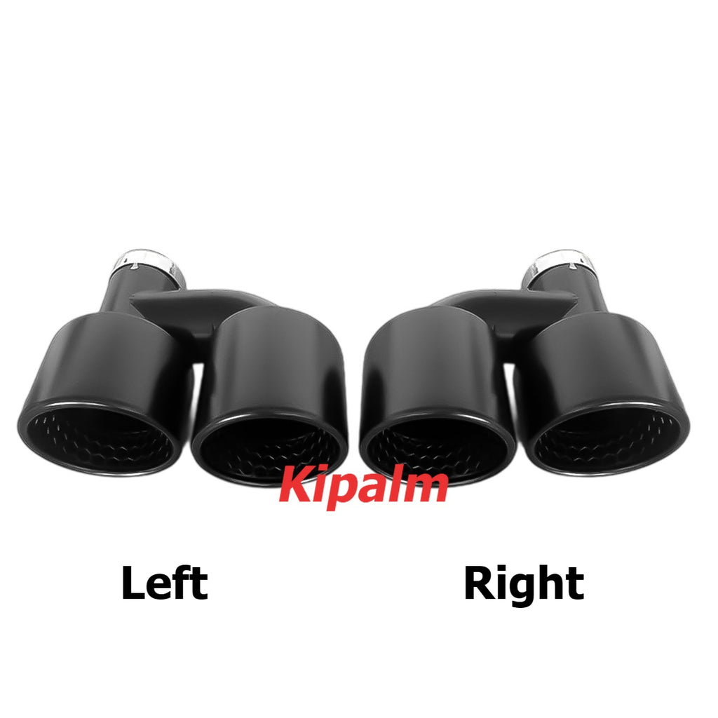 Honeycomb Holes Y Dual Matte Black Stainless Steel Exhaust Tail Tips for VW Golf Tiguan R MK7 Golf 6 with No Logo