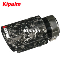 Load image into Gallery viewer, 1PC Universal Silver Forged Twill Carbon Fiber Akrapovic Car Exhaust Pipe Muffler Tip Black Coated Stainless Steel