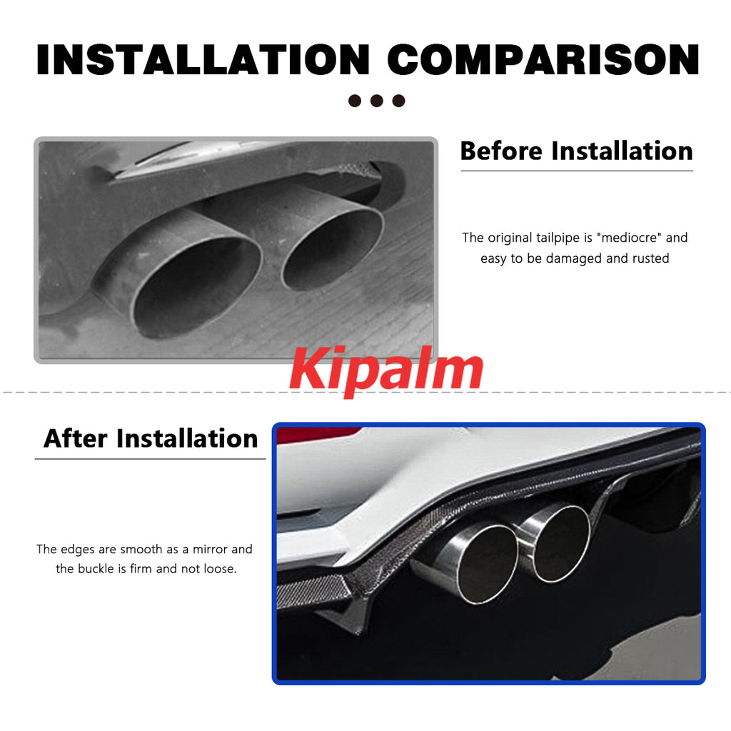 Single Layer Universal Chrome Exhaust Tips Blue Stainless Steel Muffler Pipe