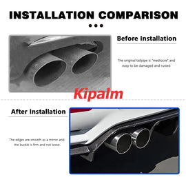 Single Layer Universal Chrome Exhaust Tips Blue Stainless Steel Muffler Pipe