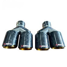 Load image into Gallery viewer, Kipalm Dual Forging Carbon Fiber Exhaust Pipe Muffler Tip with Golden Chrome Stainless Steel Inner Pipe