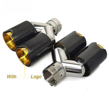 Load image into Gallery viewer, M Performance Y Style Dual Carbon Fiber Gold Stainless Steel Exhaust Pipe End Pipes Muffler Tips for BMW Series