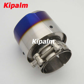 1pc Universal Burnt Blue Stainless Steel Exhaust Tip End Pipe with No Logo