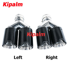 Load image into Gallery viewer, Meshed End Y Shaped Dual Carbon Fiber Silver Stainless Steel M Performance Carbon Fiber Exhaust Tips End Pipes Muffler Tips for BMW