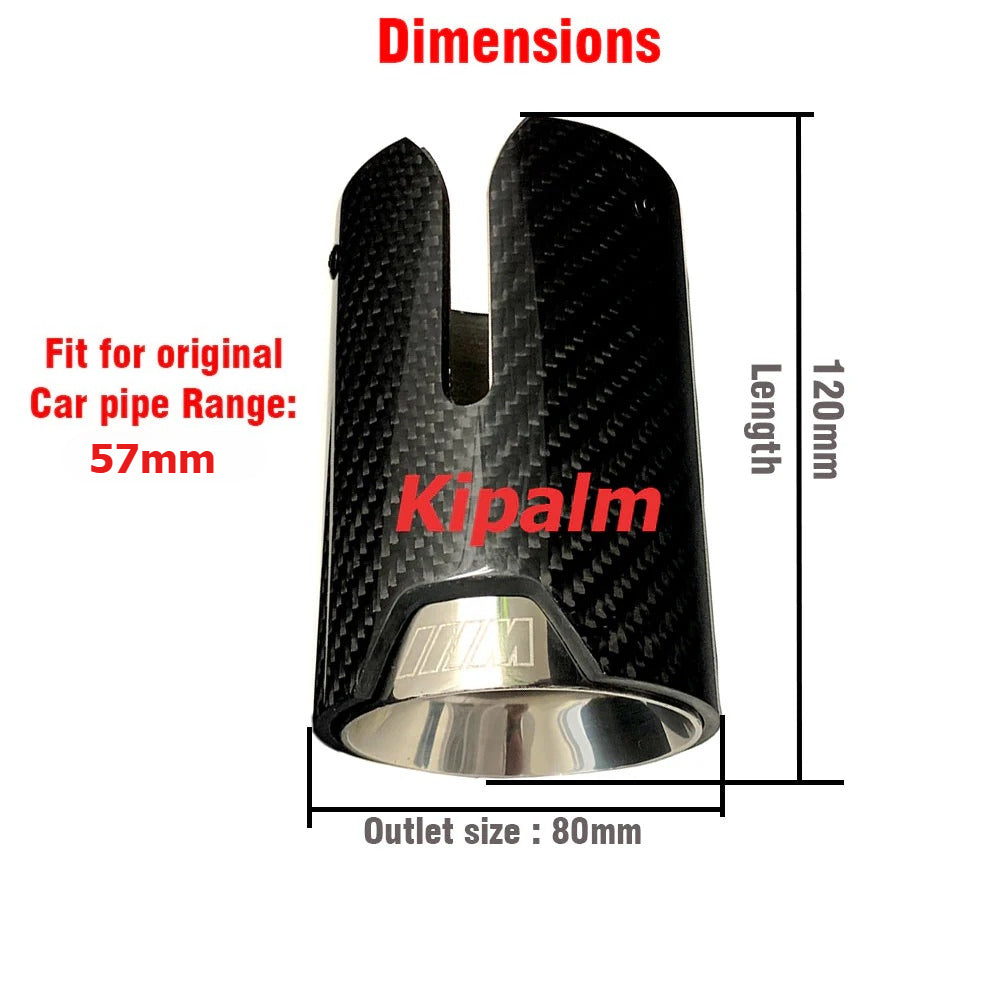 1 Pair Universal Glossy Carbon FIber Clip on Style Exhaust Muffler Tips for BMW E90 E92 325i Polo Jetta MK6 Scirocco