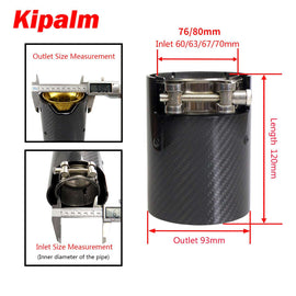 Universal Gloss Carbon Fiber Silver Exhaust Tips for M Performance Exhaust Pipe for BMW Muffler Tail Pipe 120mm Length M3 M4 M5