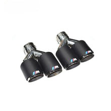 Load image into Gallery viewer, 1PC Dual Outlet Straight Carbon Fiber Exhaust Tips 304 Stainless Steel Muffler Pipe with M Logo Tiguan R BMW Audi