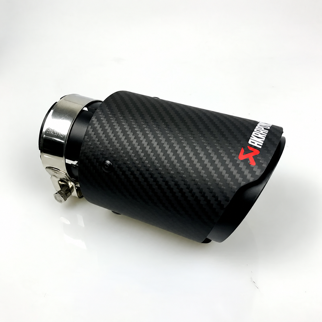 Universal Various Sizes Akrapovic Carbon Fibre Exhaust Muffler Tip Straight Matte + Black Coated