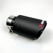 Load image into Gallery viewer, Universal Various Sizes Akrapovic Carbon Fibre Exhaust Muffler Tip Straight Matte + Black Coated