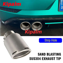 Load image into Gallery viewer, 1PC Curly Edge Strip Holes 304 Stainless Steel Car Muffler Tip Exhaust Pipe System for VW Golf 6 Golf 7 Golf R GTI Tiguan Muffler Cutter