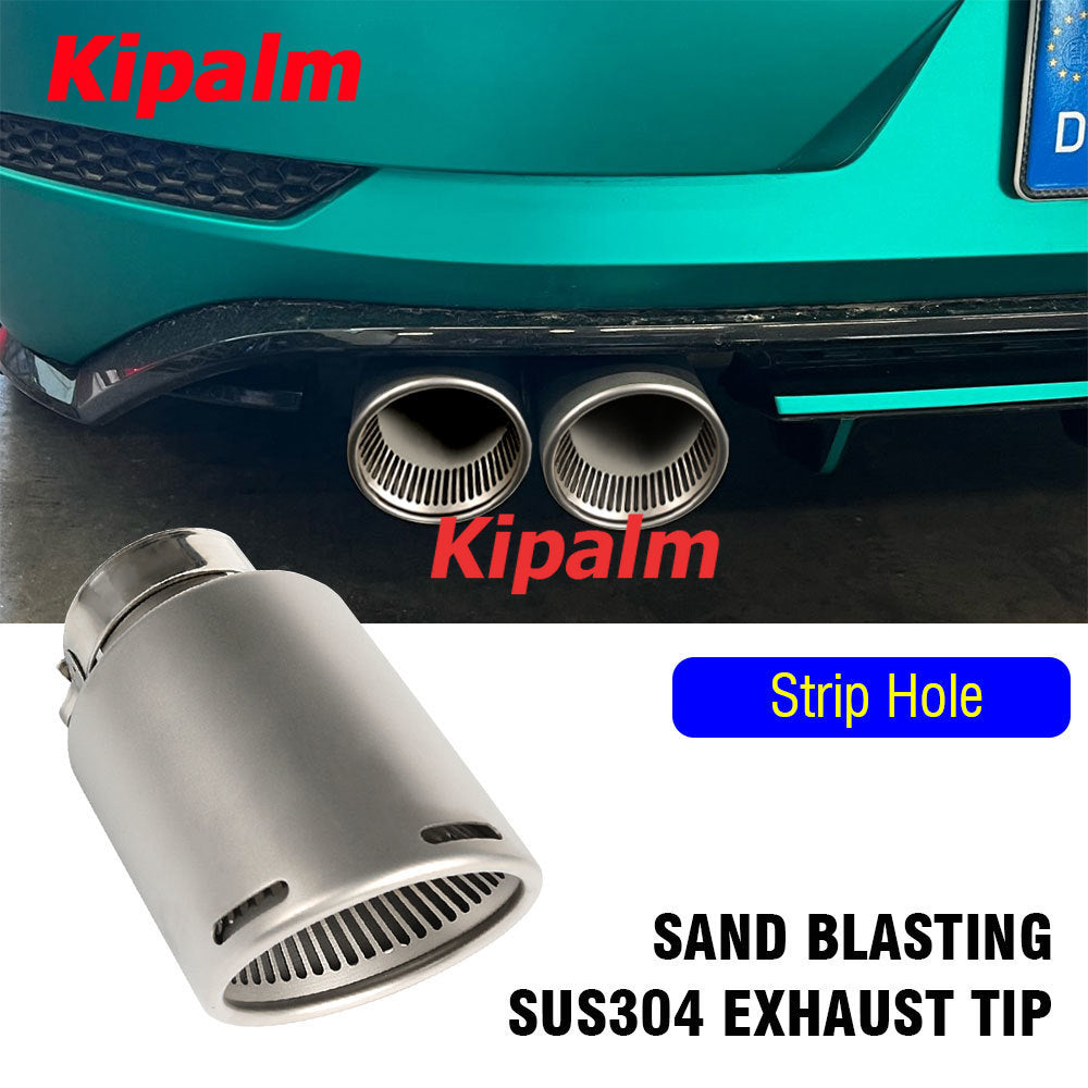 1PC Curly Edge Strip Holes 304 Stainless Steel Car Muffler Tip Exhaust Pipe System for VW Golf 6 Golf 7 Golf R GTI Tiguan Muffler Cutter