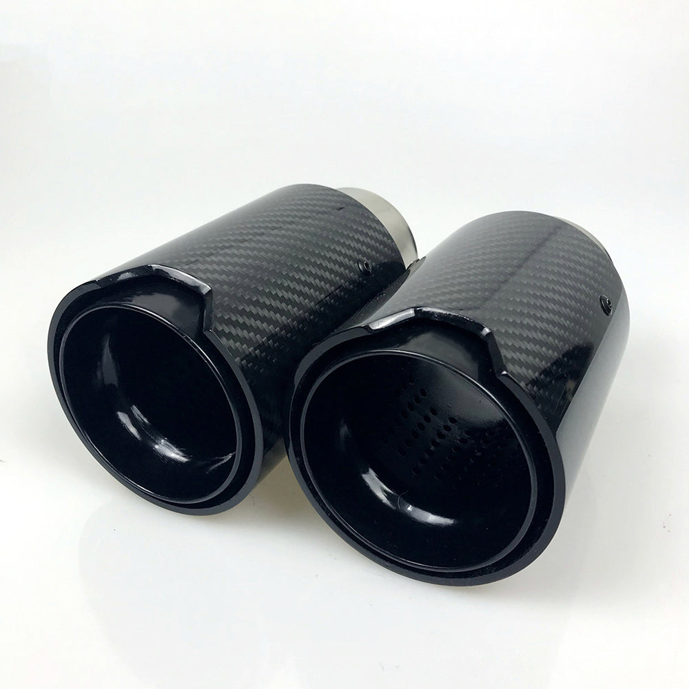 1pcs Universal M LOGO Carbon Fiber Exhaust tips For BMW Performance exhaust pipe Exhaust tips Glossy