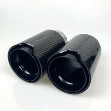 Load image into Gallery viewer, 1pcs Universal M LOGO Carbon Fiber Exhaust tips For BMW Performance exhaust pipe Exhaust tips Glossy