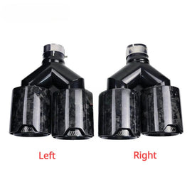 1 Pair BMW Y-Style Forged Carbon Fiber Black Stainless Steel Exhaust Tips Muffler Pipe For M3 M4