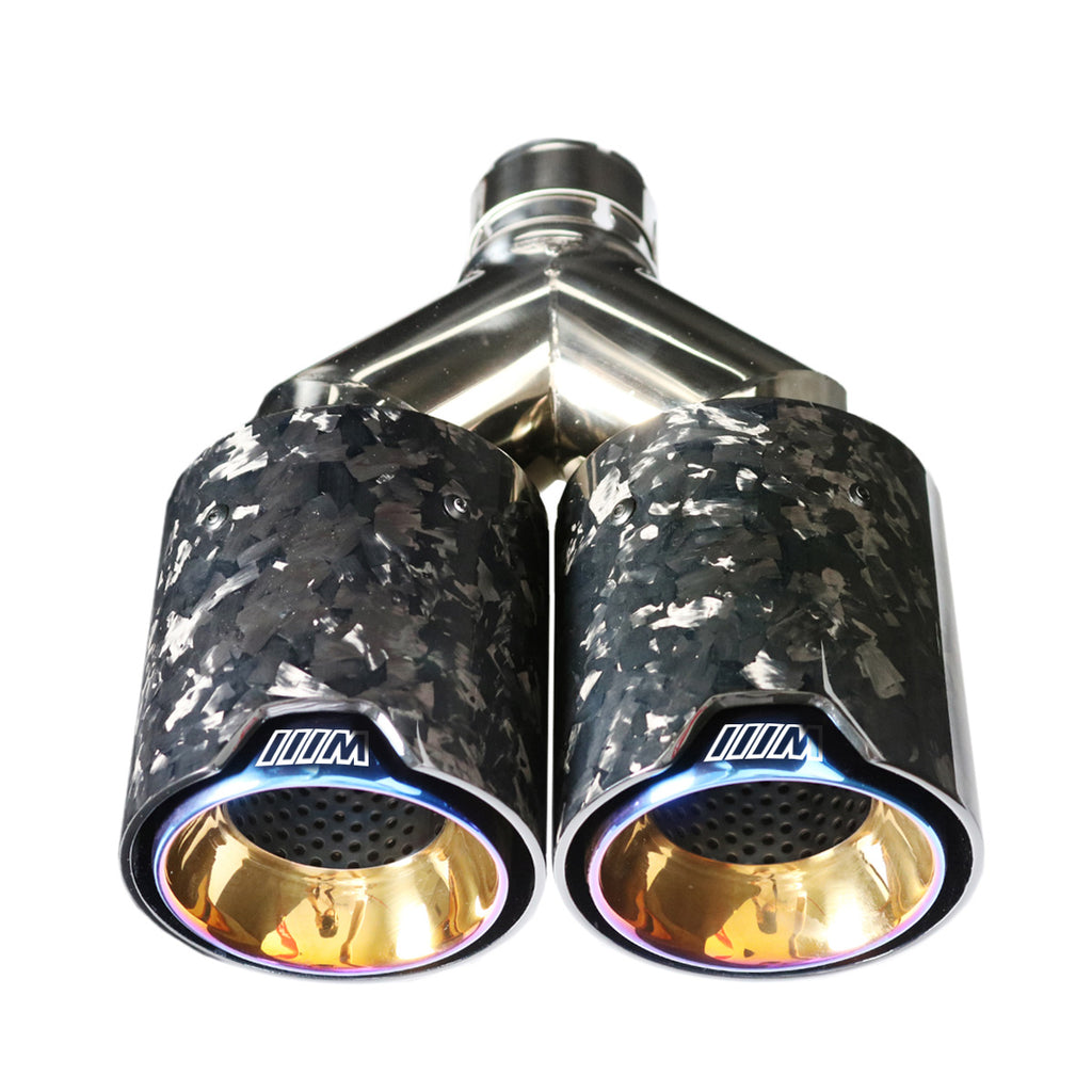 Kipalm Car Muffler Burnt Blue 304 Stainless Steel Y Style Dual Forged Carbon Fiber Exhaust Tip for BMW 430i M4 M5 Ｍ6