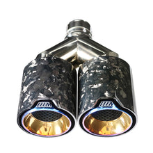 Load image into Gallery viewer, Kipalm Car Muffler Burnt Blue 304 Stainless Steel Y Style Dual Forged Carbon Fiber Exhaust Tip for BMW 430i M4 M5 Ｍ6