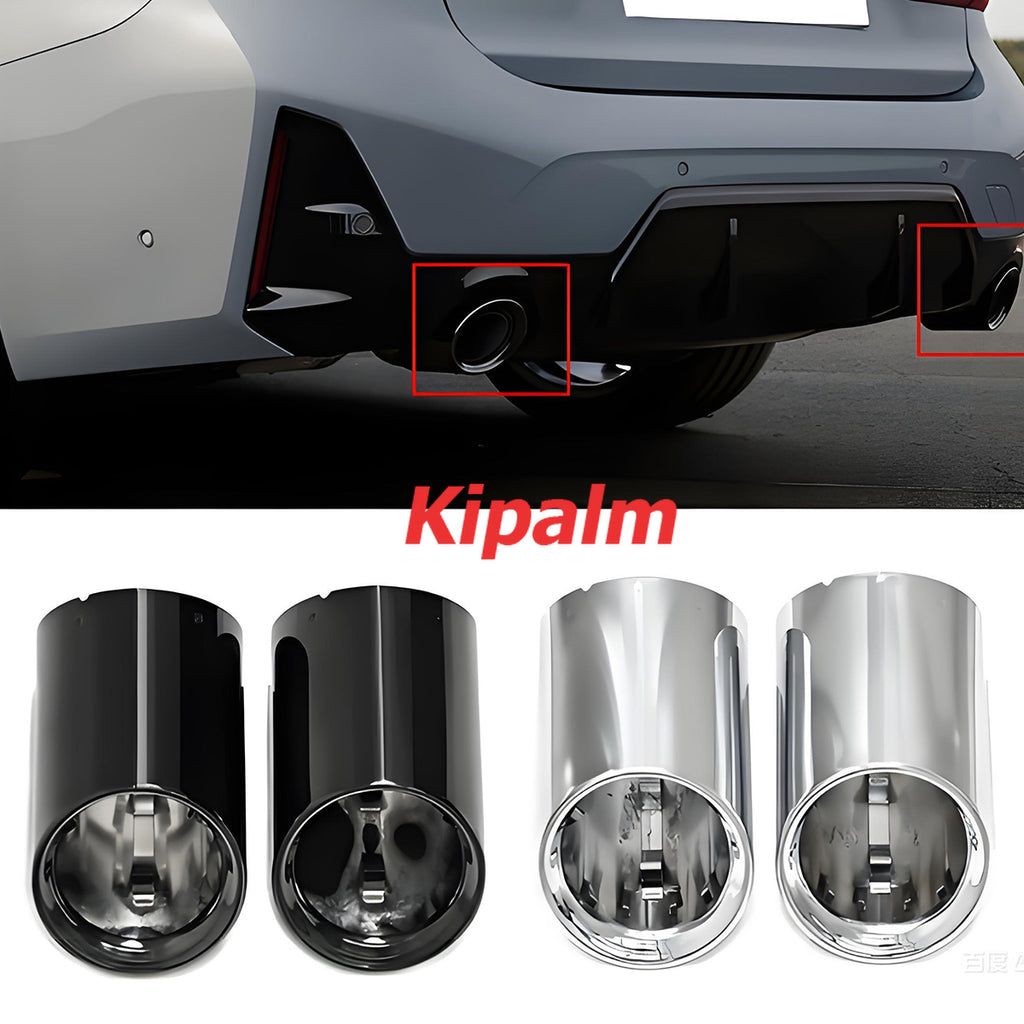 2 PCS Black Stainless Steel Exhaust Pipe Chrome Muffler Tip Fits for BMW G20 G21 G22 320i 330i 420i 425i