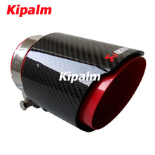 Load image into Gallery viewer, Universal Gloss Carbon Fiber Red Inner Exhaust Pipe Muffler Tips Tailpipe Ends with AK logo