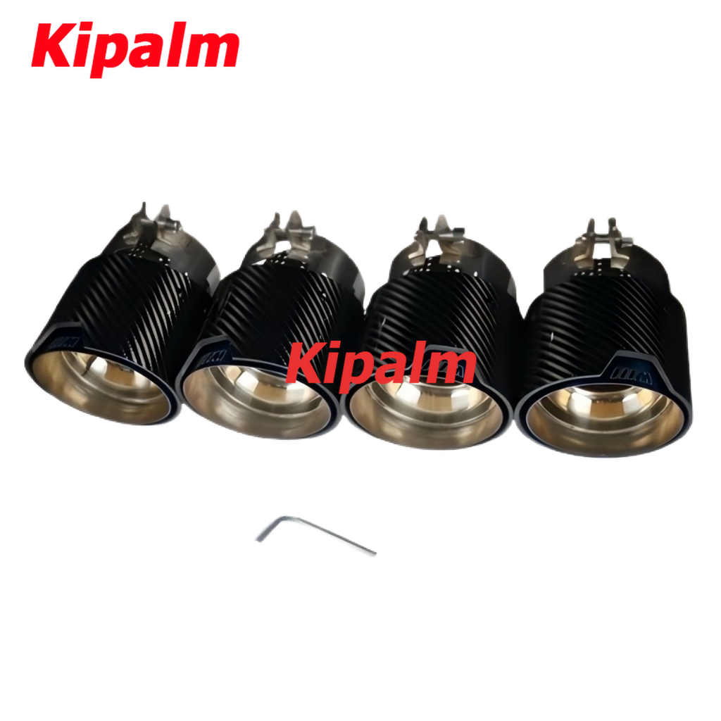 4PCS BMW X3M F97 X4M F98 X5M F95 X6M F96 Carbon Fiber Blue Stainless Steel Exhaust Pipe Muffler Tip