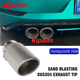 1PC Curly Edge Honeycomb Holes 304 Stainless Steel Car Muffler Tip Exhaust Pipe System for VW Golf 6 Golf 7 Golf R GTI Tiguan Muffler Cutter