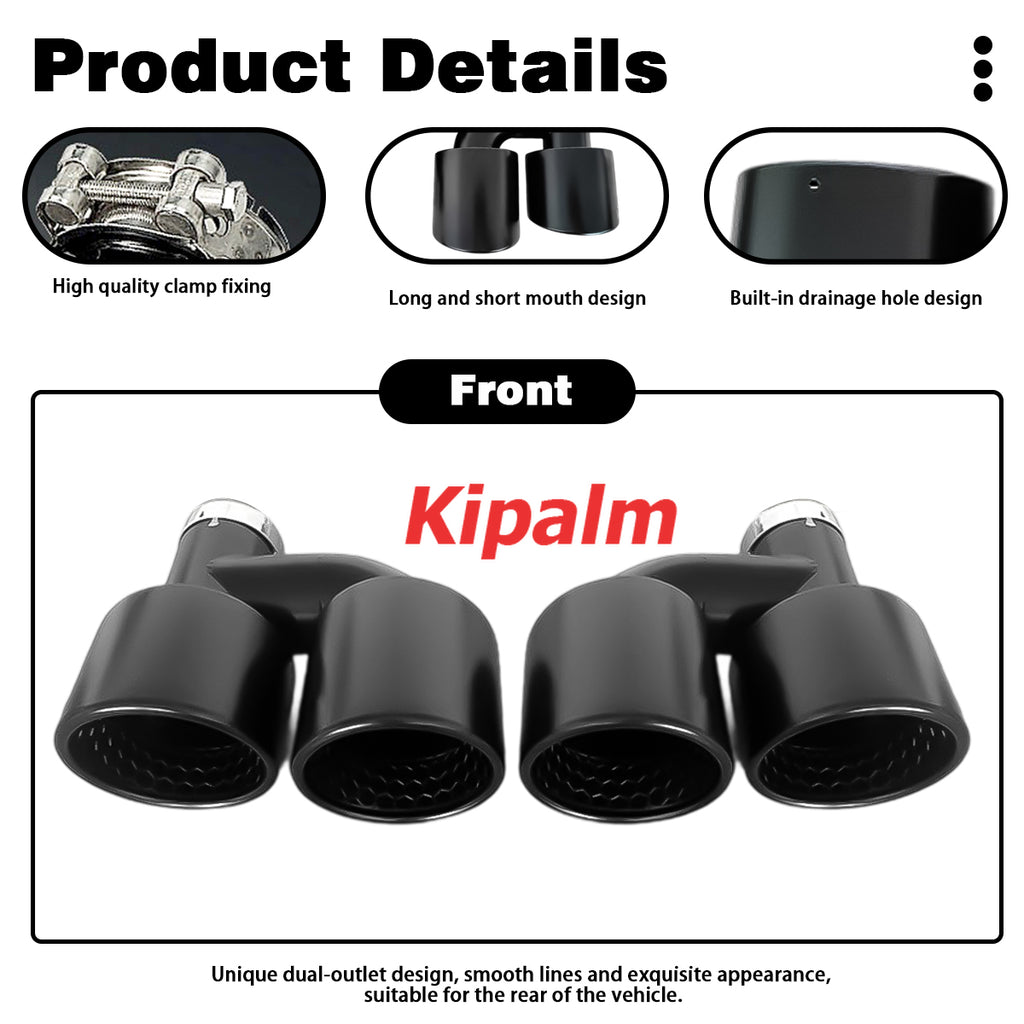 Honeycomb Holes Y Dual Matte Black Stainless Steel Exhaust Tail Tips for VW Golf Tiguan R MK7 Golf 6 with No Logo