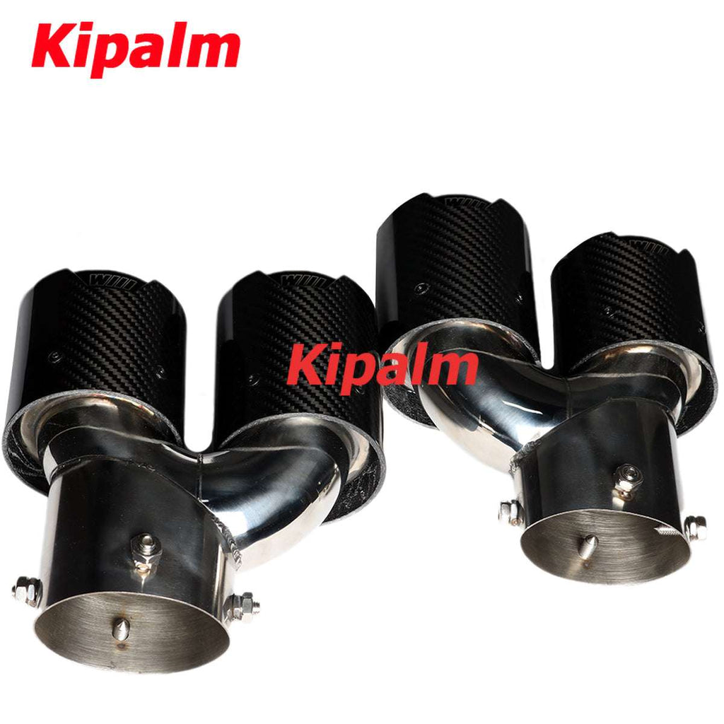 1 Pair Dual Out Carbon Fiber Black Exhaust Pipe for BMW 3 Series G20 Oval Shape Rear Muffler Tip