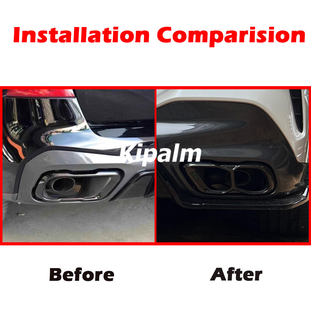 1 Pair OEM Style Stainless Steel Square BMW X5 G05 X6 G06 X7 G07 Exhaust Muffler Pipe Car Tail Tips