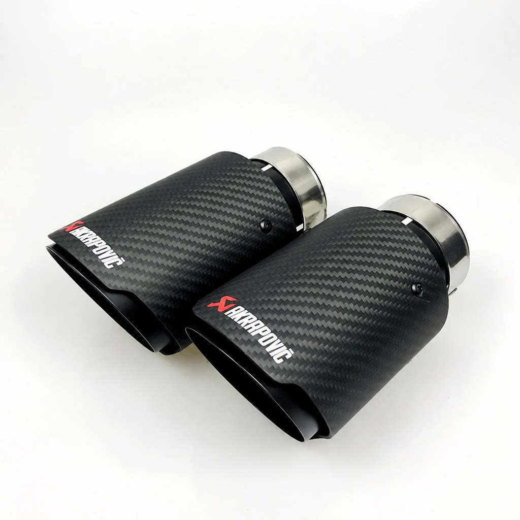Universal Various Sizes Akrapovic Carbon Fibre Exhaust Muffler Tip Straight Matte + Black Coated