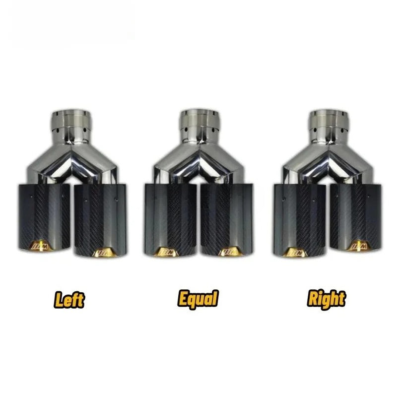 M Performance Y Style Dual Carbon Fiber Gold Stainless Steel Exhaust Pipe End Pipes Muffler Tips for BMW Series