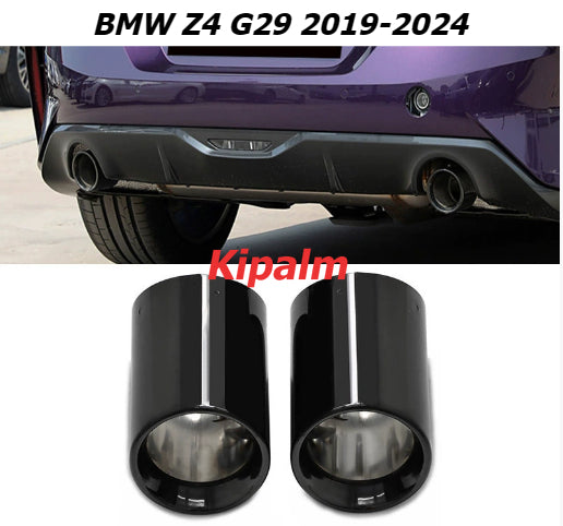 2 PCS Slip-on Black Stainless Steel Exhaust Pipe Chrome OEM Muffler Tip Fits for BMW Z4 G29 2019-2024