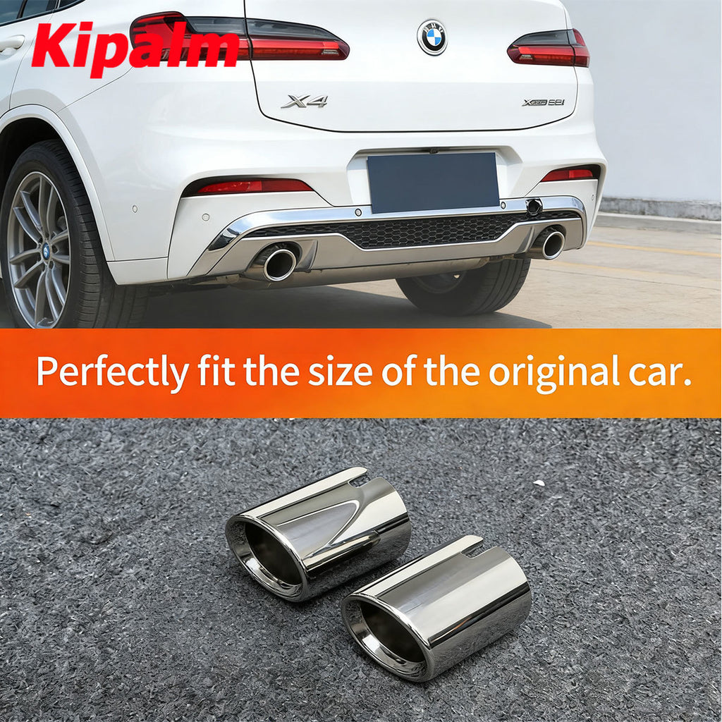2 PCS Blue Stainless Steel Exhaust Pipe Chrome OEM Muffler Tip Fits for BMW X3 X4 2018-2021