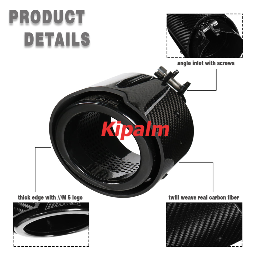 4 PCS Black Carbon Fiber M Performance Exhaust Pipe Muffler Tip Stainless Steel for BMW M5 G90 G99 2024+