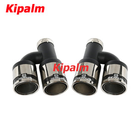 Universal Dual h Type Silver and BlackStainless Steel Exhaust Muffler Tips Remus End Pipe