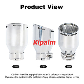 1PC Rolled Edge Universal Chrome 304 Stainless Steel Car Muffler Tip Exhaust Pipe with Mesh Inner