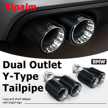 Load image into Gallery viewer, Meshed End Y Shaped Dual Carbon Fiber Silver Stainless Steel M Performance Carbon Fiber Exhaust Tips End Pipes Muffler Tips for BMW