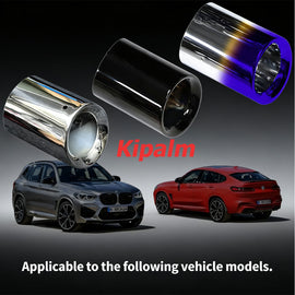 2 PCS Blue Stainless Steel Exhaust Pipe Chrome OEM Muffler Tip Fits for BMW X3 X4 2018-2021