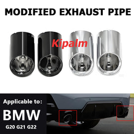 2 PCS Black Stainless Steel Exhaust Pipe Chrome Muffler Tip Fits for BMW G20 G21 G22 320i 330i 420i 425i