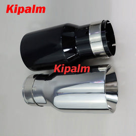 1PC Double Wall SUS304 Exhaust Tip Silver Black Stainless Steel Muffler Pipe