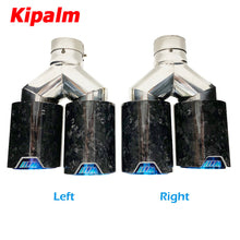 Load image into Gallery viewer, Y Style Dual Forged Carbon Fiber Burnt Blue Stainless Steel  M Performance Exhaust End Pipes for BMW Modified Tips