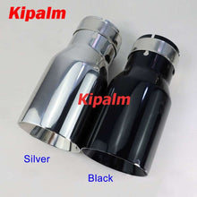 Load image into Gallery viewer, 1PC Double Wall SUS304 Exhaust Tip Silver Black Stainless Steel Muffler Pipe