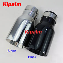 Load image into Gallery viewer, 1PC Double Wall SUS304 Exhaust Tip Silver Black Stainless Steel Muffler Pipe