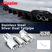 Load image into Gallery viewer, 1 Pair Dual Tips Chrome Black Stainless Steel Exhaust Pipe for BMW 3 Series G20 Oval Shape Tailpipe
