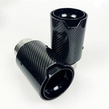 Load image into Gallery viewer, 1pcs Universal M LOGO Carbon Fiber Exhaust tips For BMW Performance exhaust pipe Exhaust tips Glossy