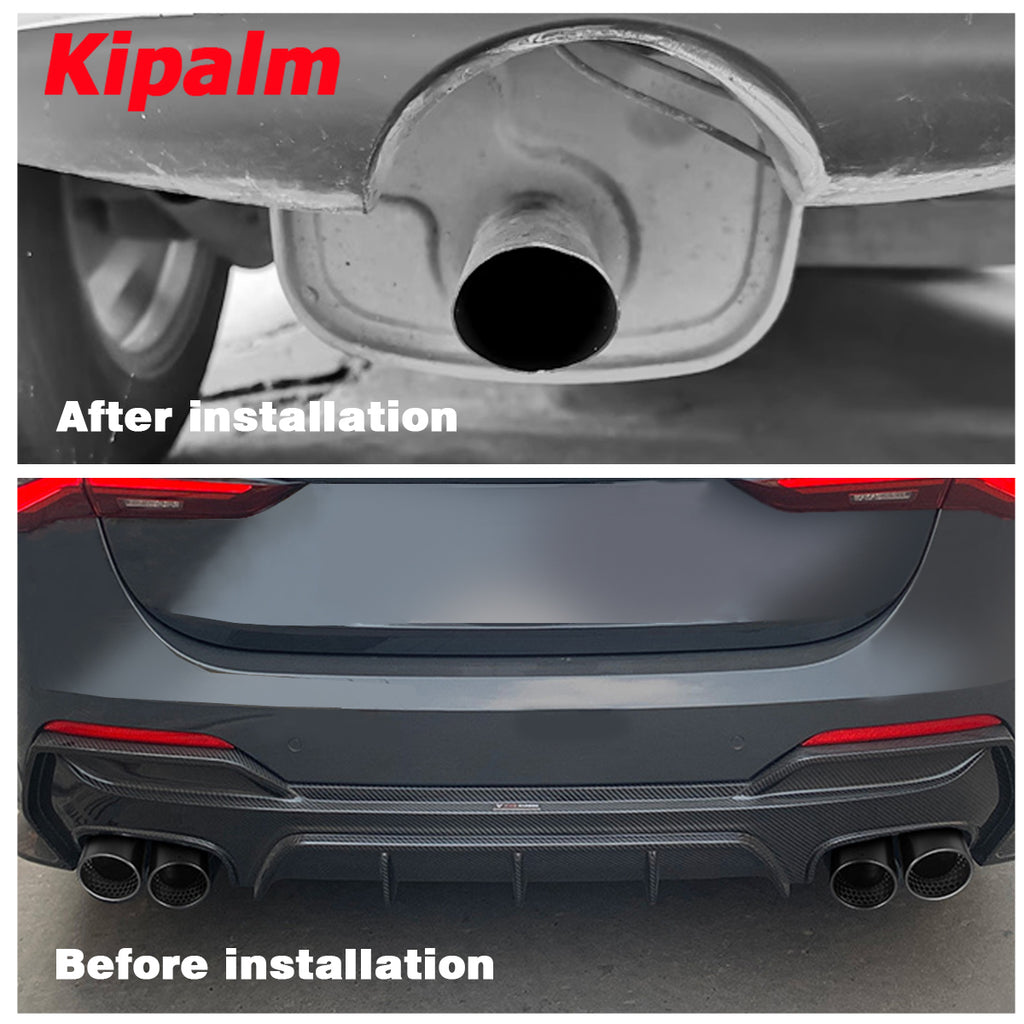 Honeycomb Holes Y Dual Matte Black Stainless Steel Exhaust Tail Tips for VW Golf Tiguan R MK7 Golf 6 with No Logo