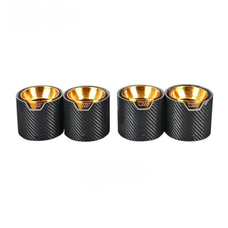 4pcs BMW M3 G80 M4 G82 G83 Golden Stainless Steel Glossy Finish Carbon Fiber Exhaut Tip Pipe Tail Ends