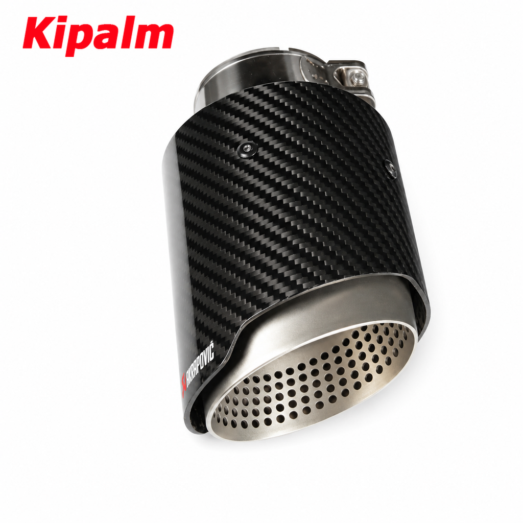1PCS Glossy Carbon Fiber Exhaust Tip with Sandblasted Inner  Straight Edge Multi-Hole Design Muffler Tip Exhaust Pipe