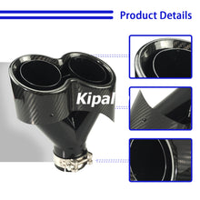 Load image into Gallery viewer, Dual Y Shape Real Carbon Fiber Exhaust Muffer Tailpipe Glossy Black Cover 304 Stainless Steel Exhaust Tip Double End